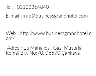 Business Grand Hotel iletiim bilgileri